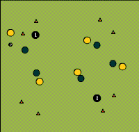 Gráfico de ejercicio Ball owning, four goals, two goalkeepers